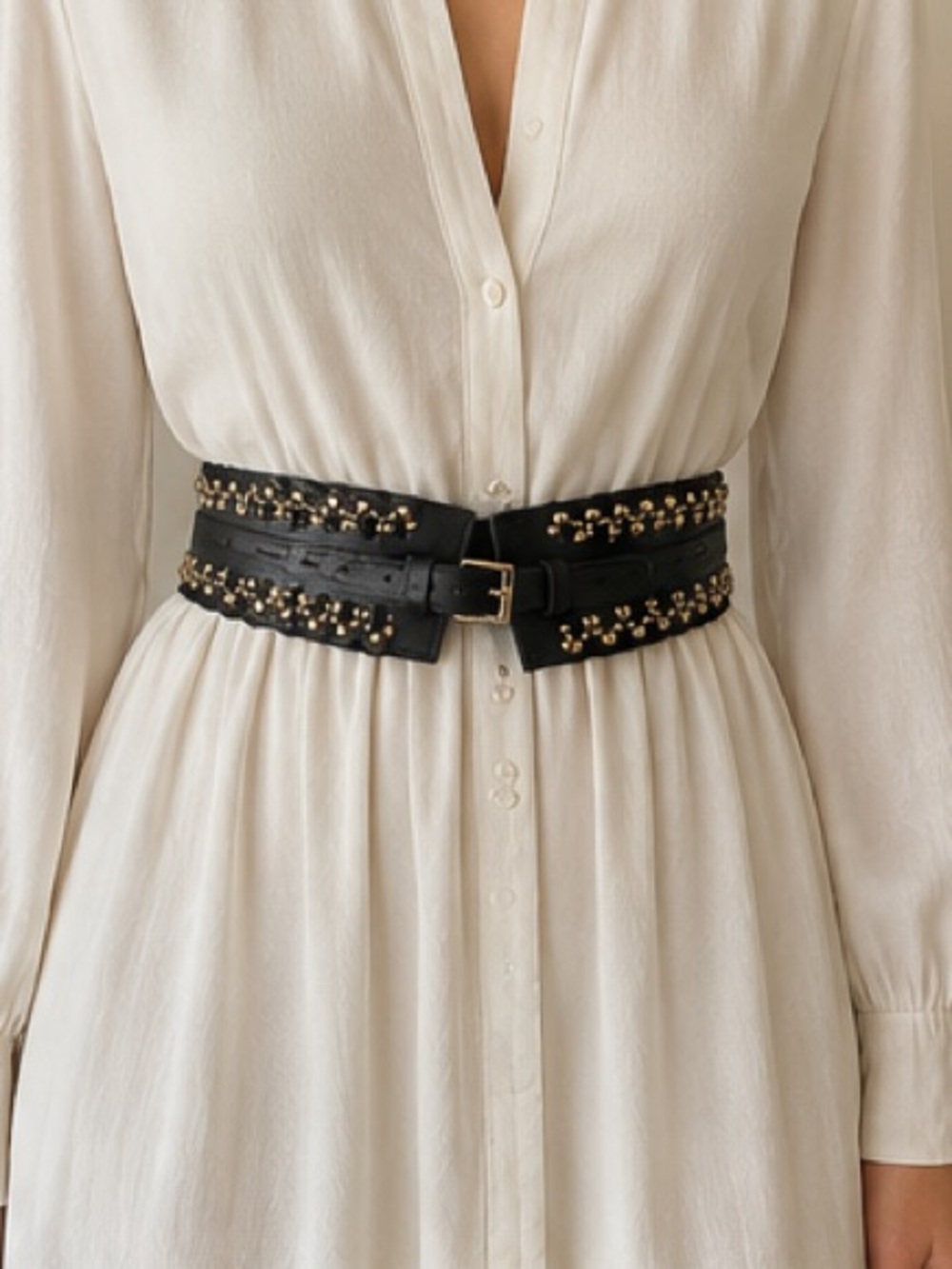 Black & Gold Studded Chain Waist Belt | Adjustable Dress Belt | Never Worn - Picture 3 of 12